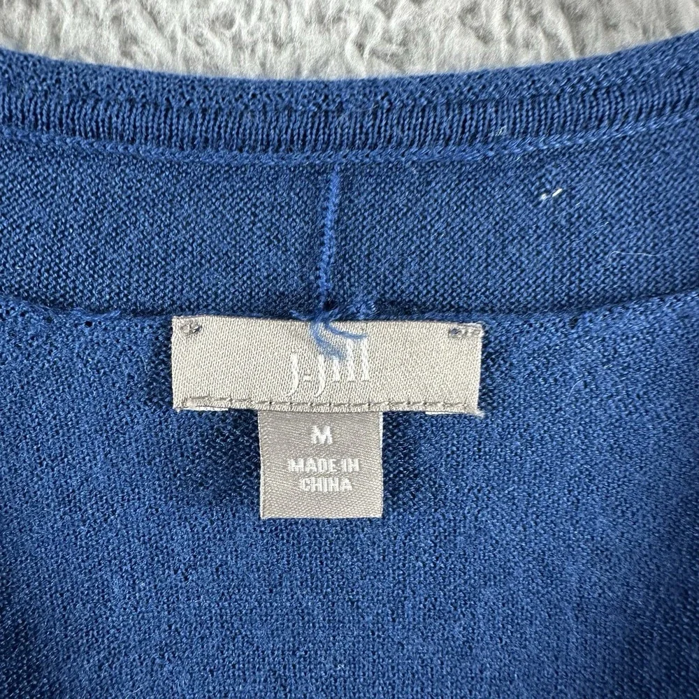 J. Jill Open‎ Cardigan Sweater Womens Plus Medium Blue Lagenlook Merino Wool